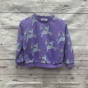M&S Purple Unicorn Kids Sweatshirt Size 3-4 Years